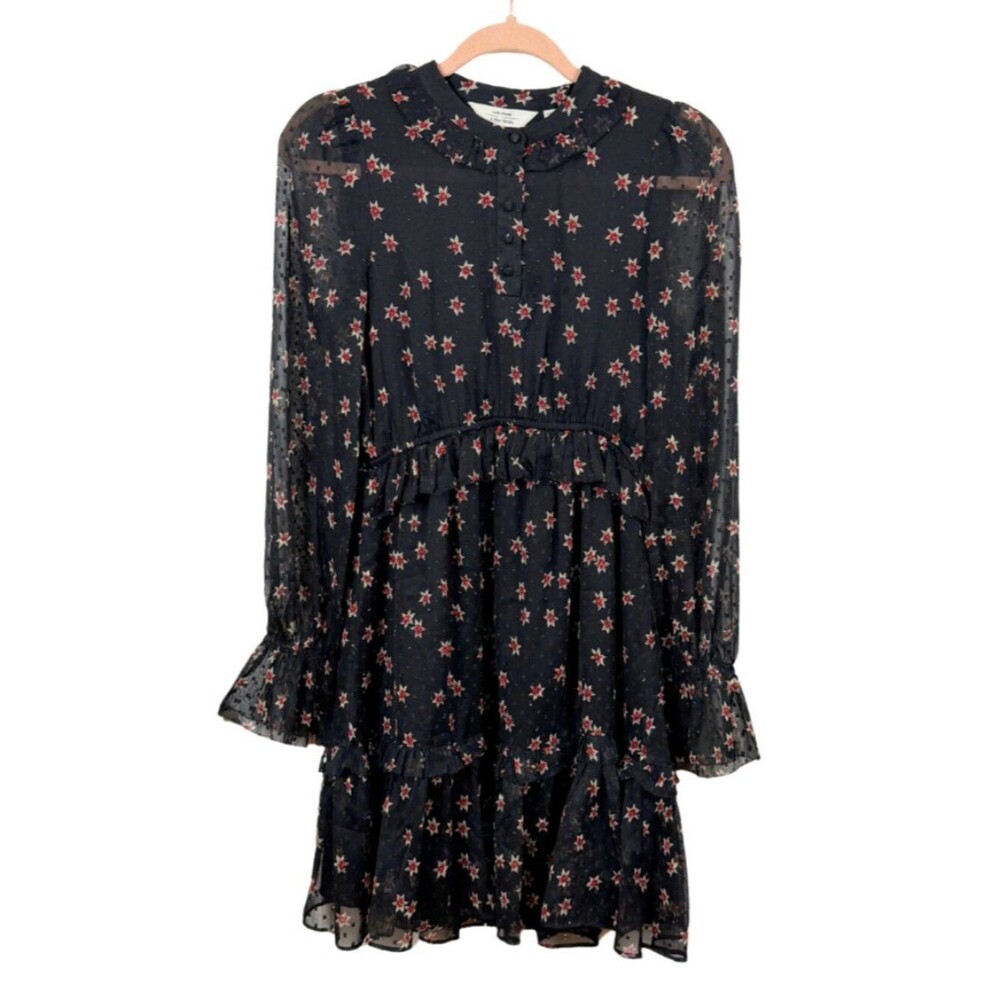 & Other Stories | Black Floral Print Ruffle Tiered Mini Dress Size EUR 34 US 2